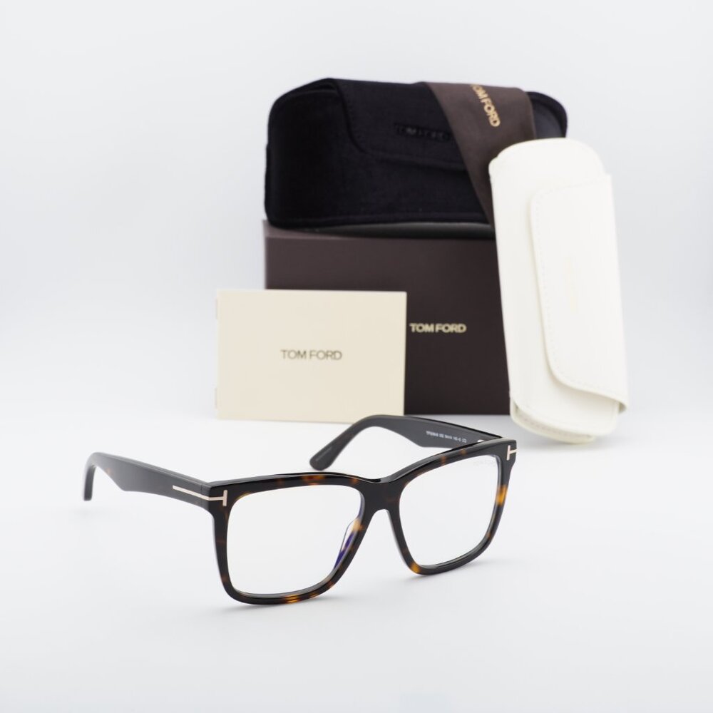 Tom Ford FT6069-B 052 Square Eyeglasses 54mm - Havana / Clear with Clip-on